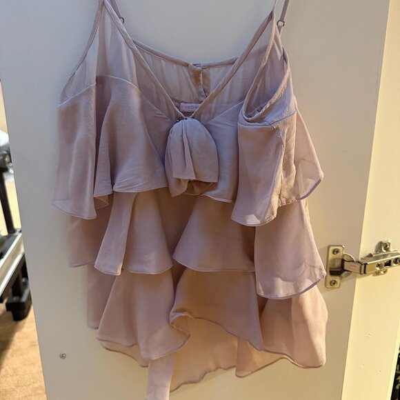 Rebecca Taylor ruffle chiffon blouse with rose - Picture 1 of 3